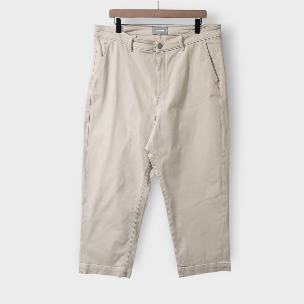 Everlane The Straight Leg Crop Pant Cream Sz 18 High Rise Stretch Neutral Casual